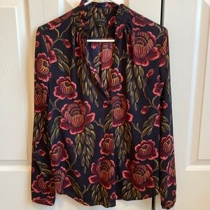Ann Taylor Ruffle Neck Blouse, EUC